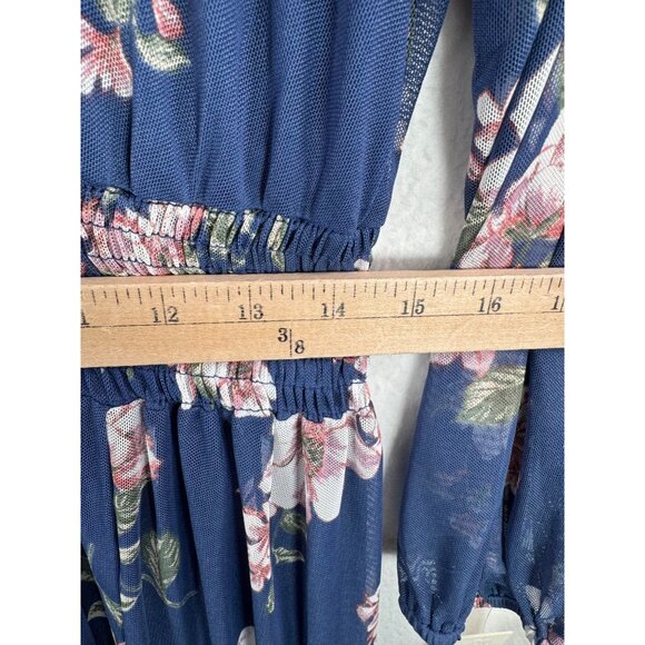 Kate & Lily floral sheer chiffon smocked boho dress‎ blue pink sz 2X - Picture 6 of 8